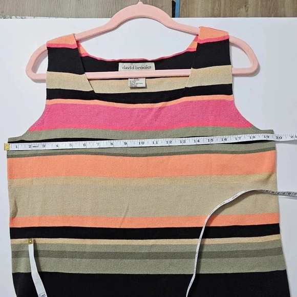 Vintage David Brooks Striped Cardigan - Pink, Black, Orange, Green, Cream - Picture 6 of 7